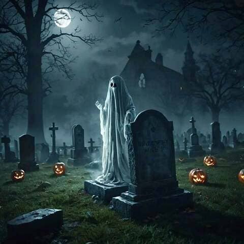 fantasma errante in cimitero